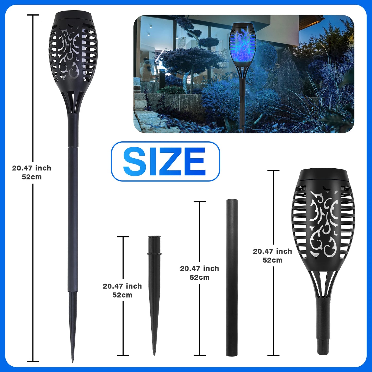 Solar Flame Torch Lights LED Outdoor Lawn Path Decor