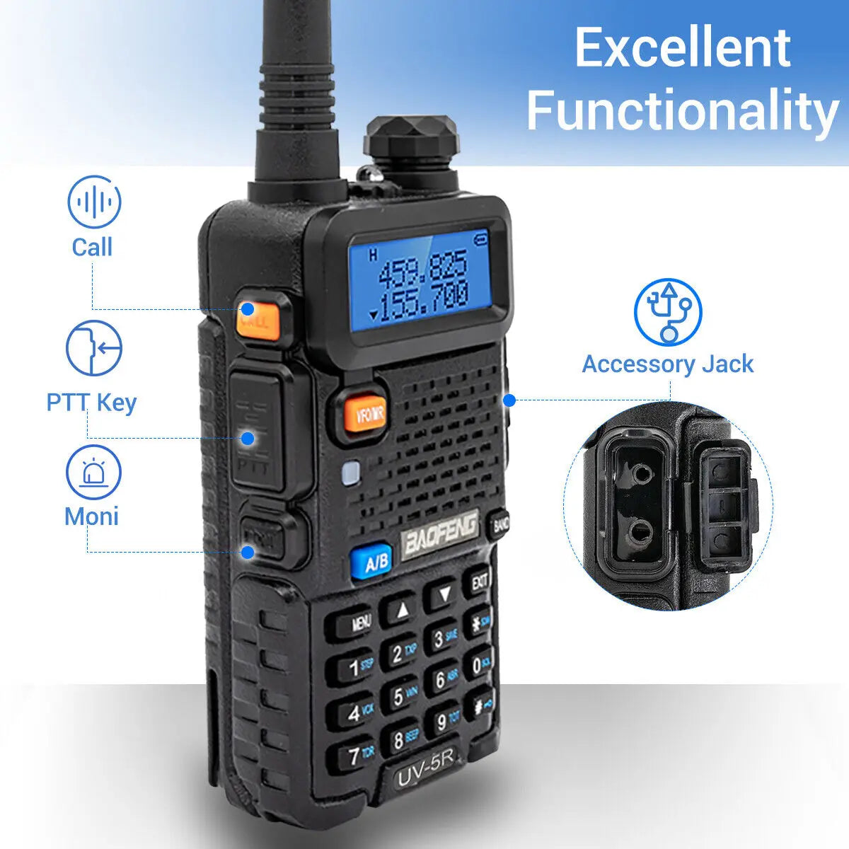 2PCS BAOFENG UV-5R Walkie Talkie Dual Band Long Range Radio