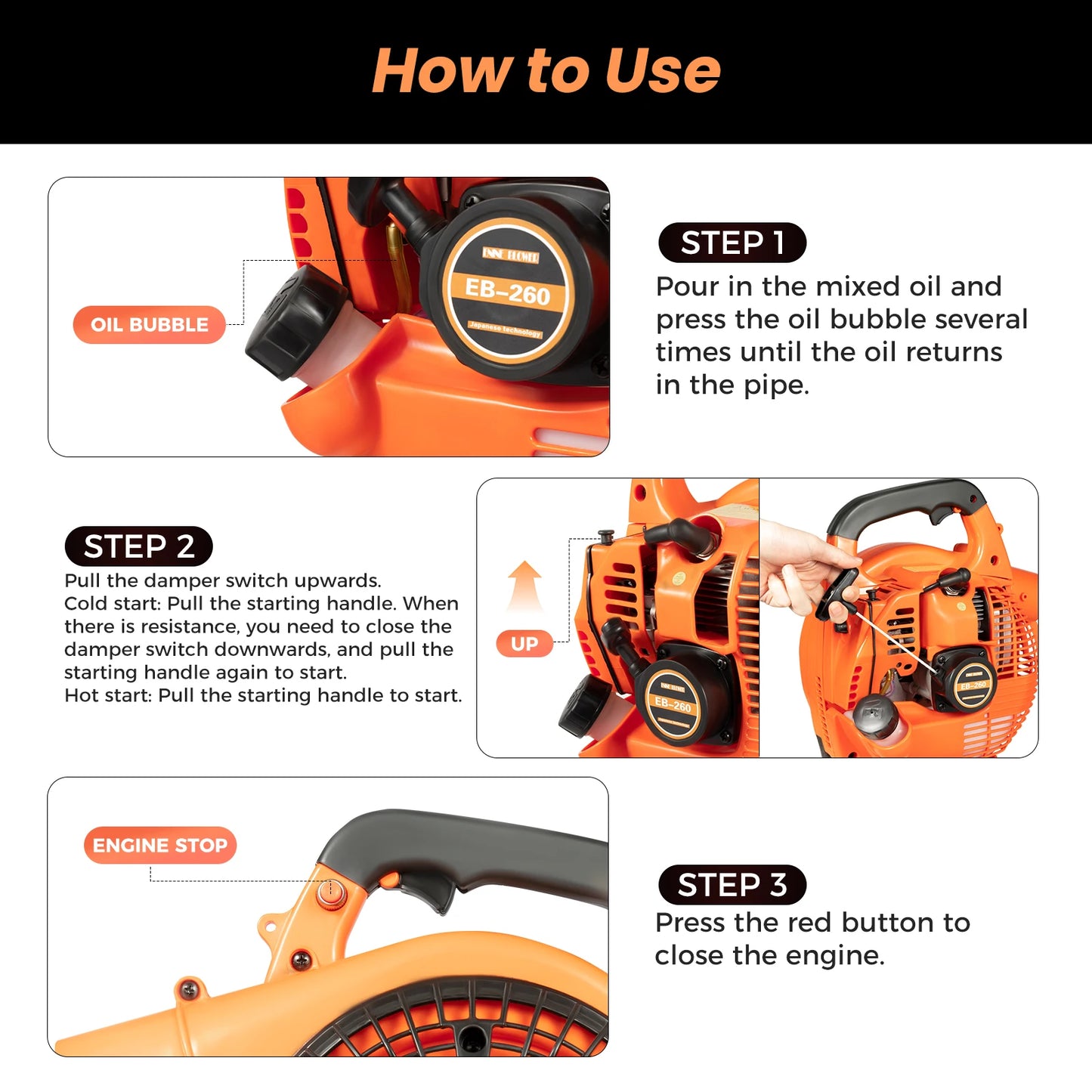 Gas Leaf Blower 25.4cc 2 Stroke Commercial Handheld Tool