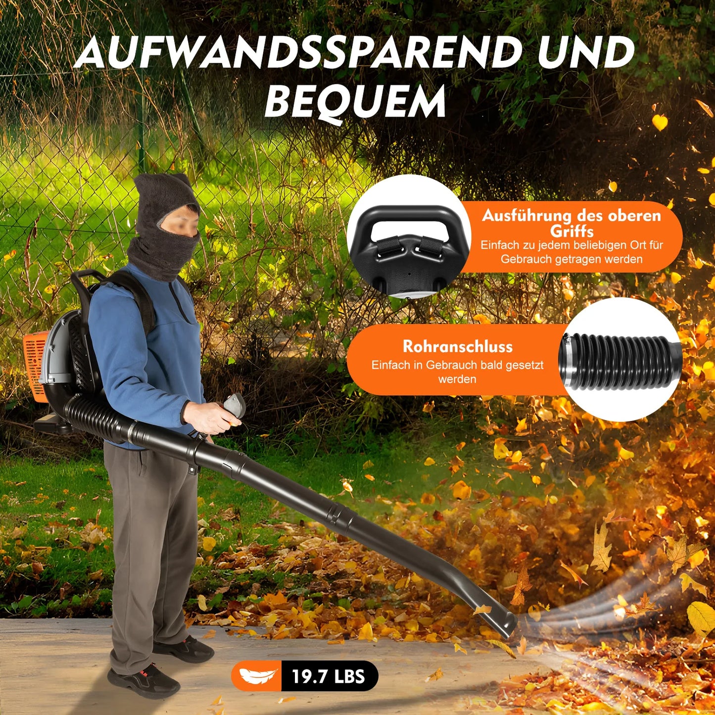 Bymaocar Commercial Grade Gas Powered Backpack Leaf Blower