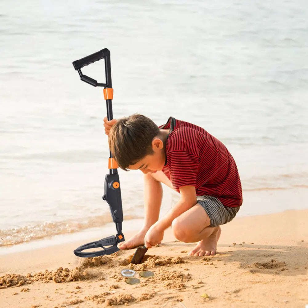 Metal Detector Kit for Kids with Waterproof Coil Backlight LCD Display Adjustable Metal Finder Tool for Jewelry and Coin Detecting