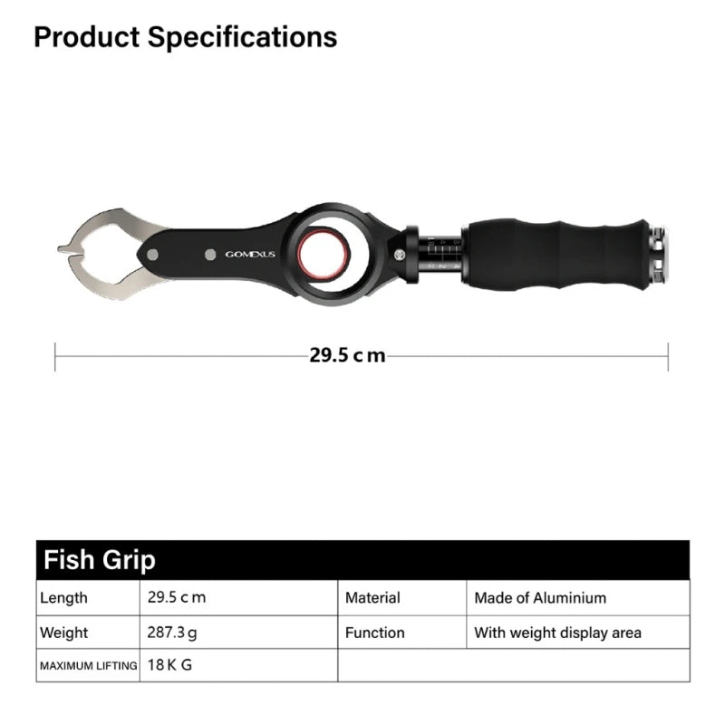 Gomexus Fish Lip Gripper with Scale Maximum 40 Pounds for Safe Handling Fish Easy Hook Removal Ideal Fishing Gifts for Men