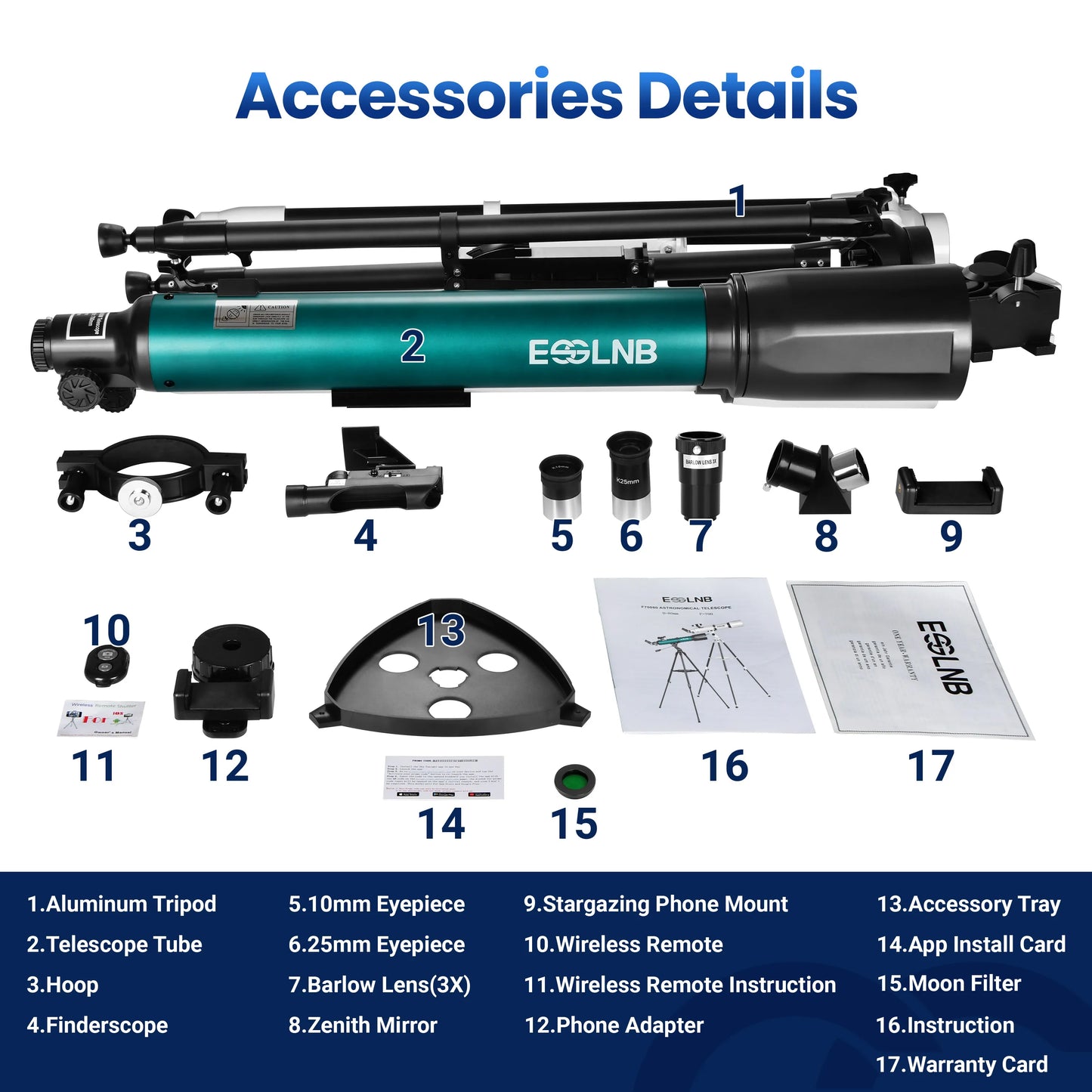 Astronomical Telescope 210x Magnification With Mobile Holder Stargazing App
