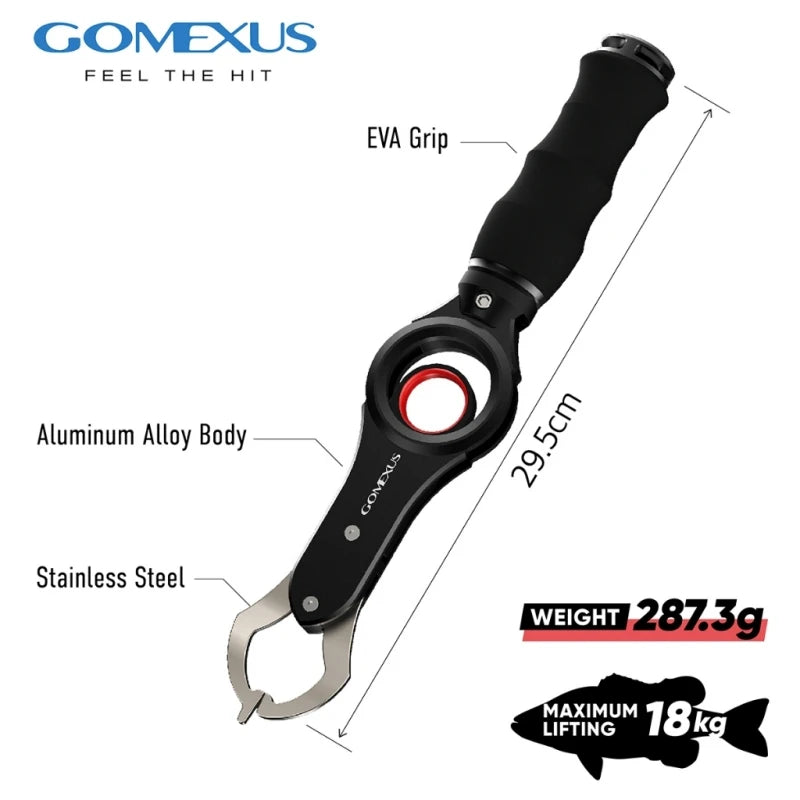 Gomexus Fish Lip Gripper with Scale Maximum 40 Pounds for Safe Handling Fish Easy Hook Removal Ideal Fishing Gifts for Men