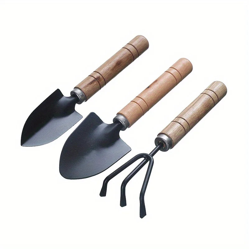 3-Piece Garden Tool Set Rake Shovel for Plants and Soil