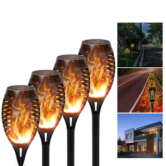 Solar Flame Torch Lights LED Outdoor Lawn Path Decor