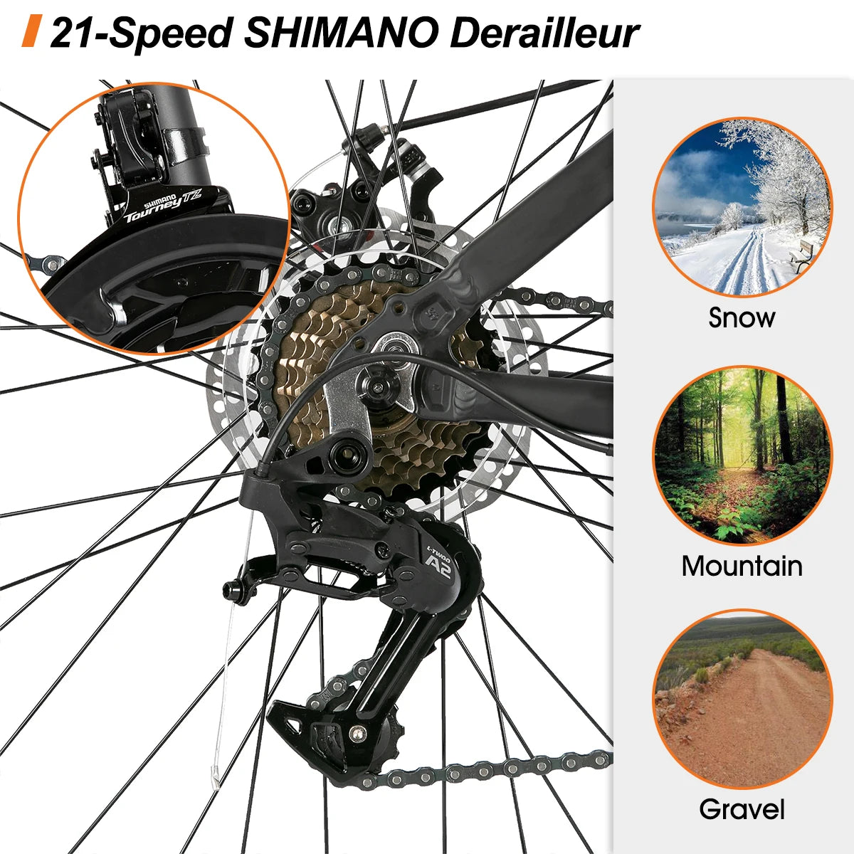 HILAND 29 Inch Mountain Bike with 21 Speed Aluminum Frame Shimano Gearbox Disc Brake Suspension Fork Black Blue