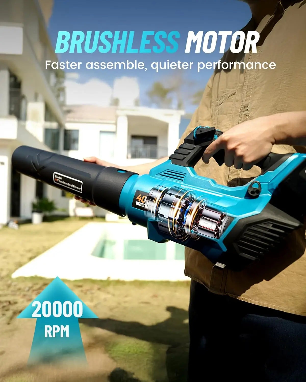 SeeSii 40V Cordless Leaf Blower Brushless Motor 680CFM