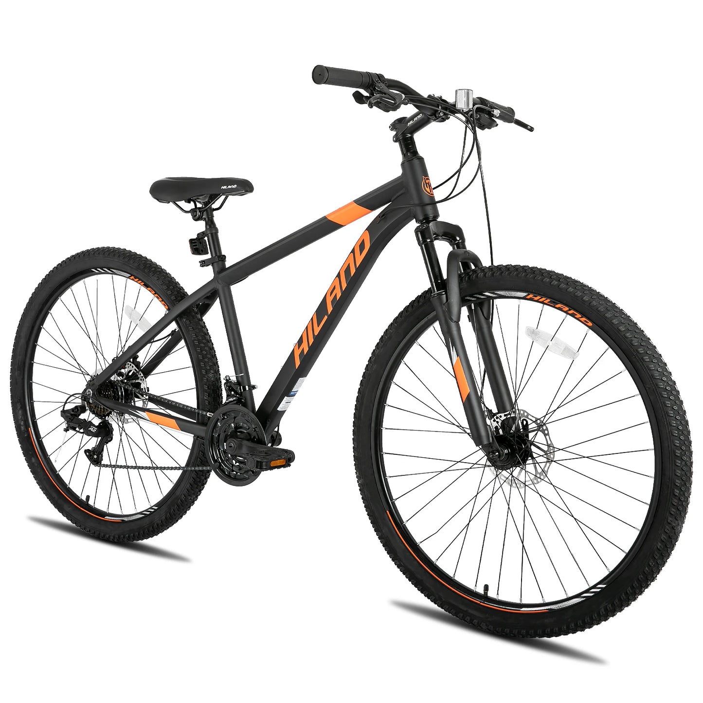 HILAND 29 Inch Mountain Bike with 21 Speed Aluminum Frame Shimano Gearbox Disc Brake Suspension Fork Black Blue