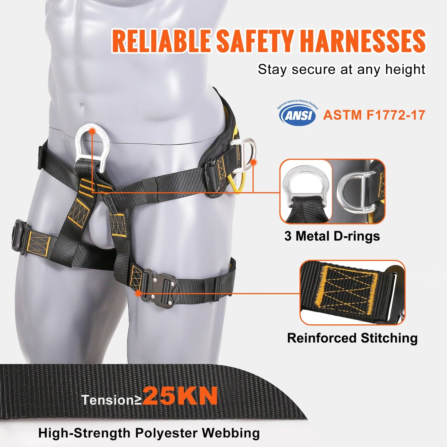 SucceBuy Half Body Safety Harness For Tree Climbing Rescue