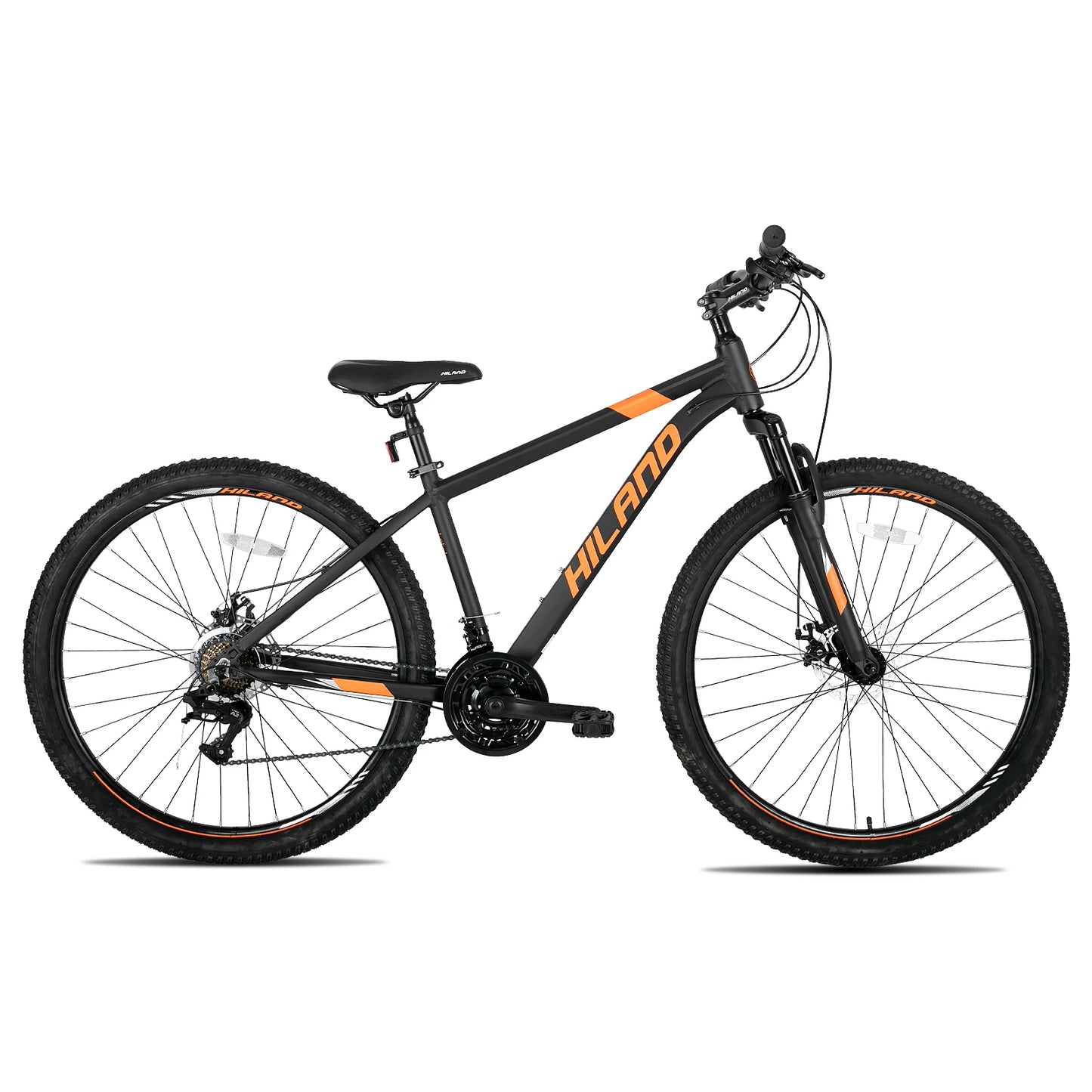 HILAND 29 Inch Mountain Bike with 21 Speed Aluminum Frame Shimano Gearbox Disc Brake Suspension Fork Black Blue