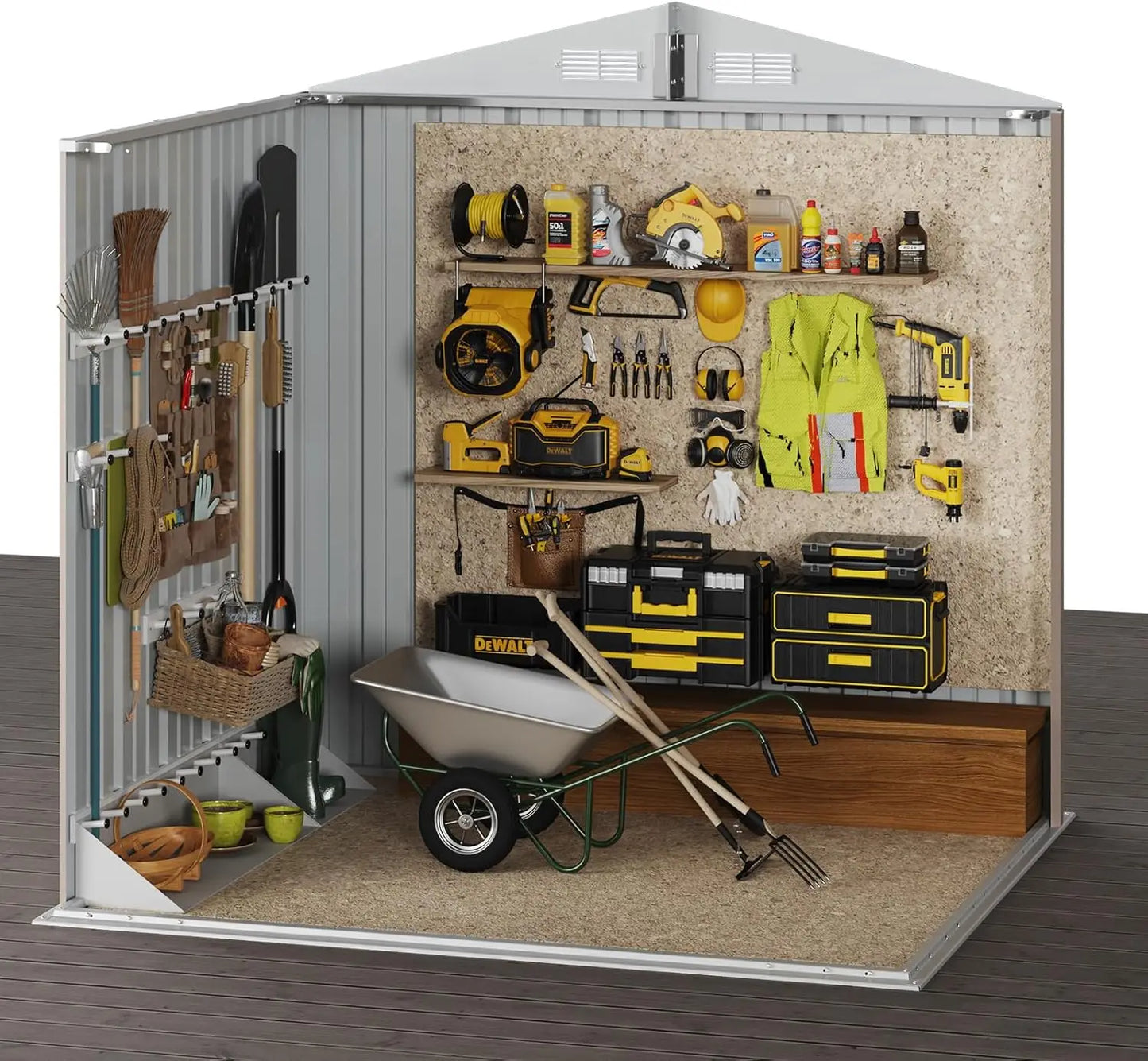 Metal Garden Tool Shed With Lockable Doors For Backyard