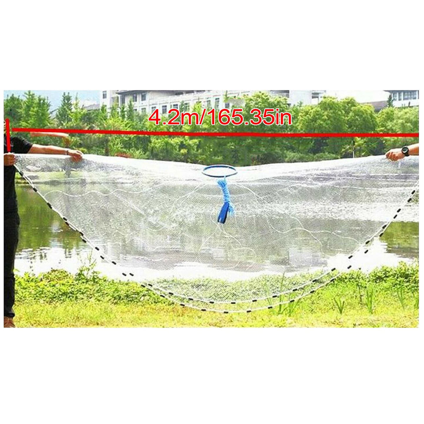 14ft Hand Cast Fishing Net Add Diffuser Bait Dense Mesh