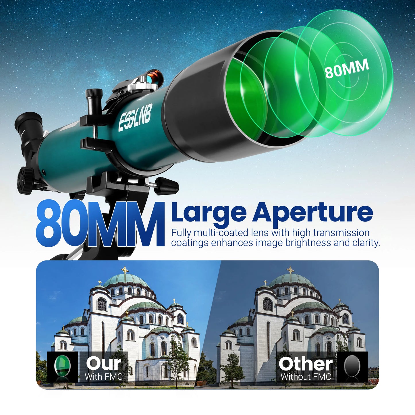 Astronomical Telescope 210x Magnification With Mobile Holder Stargazing App