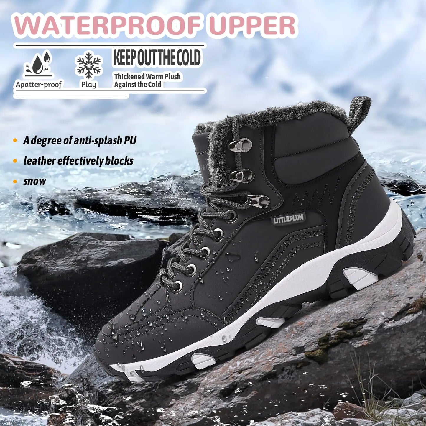Womens Winter Hiking Boots Waterproof Non Slip Warm Lined