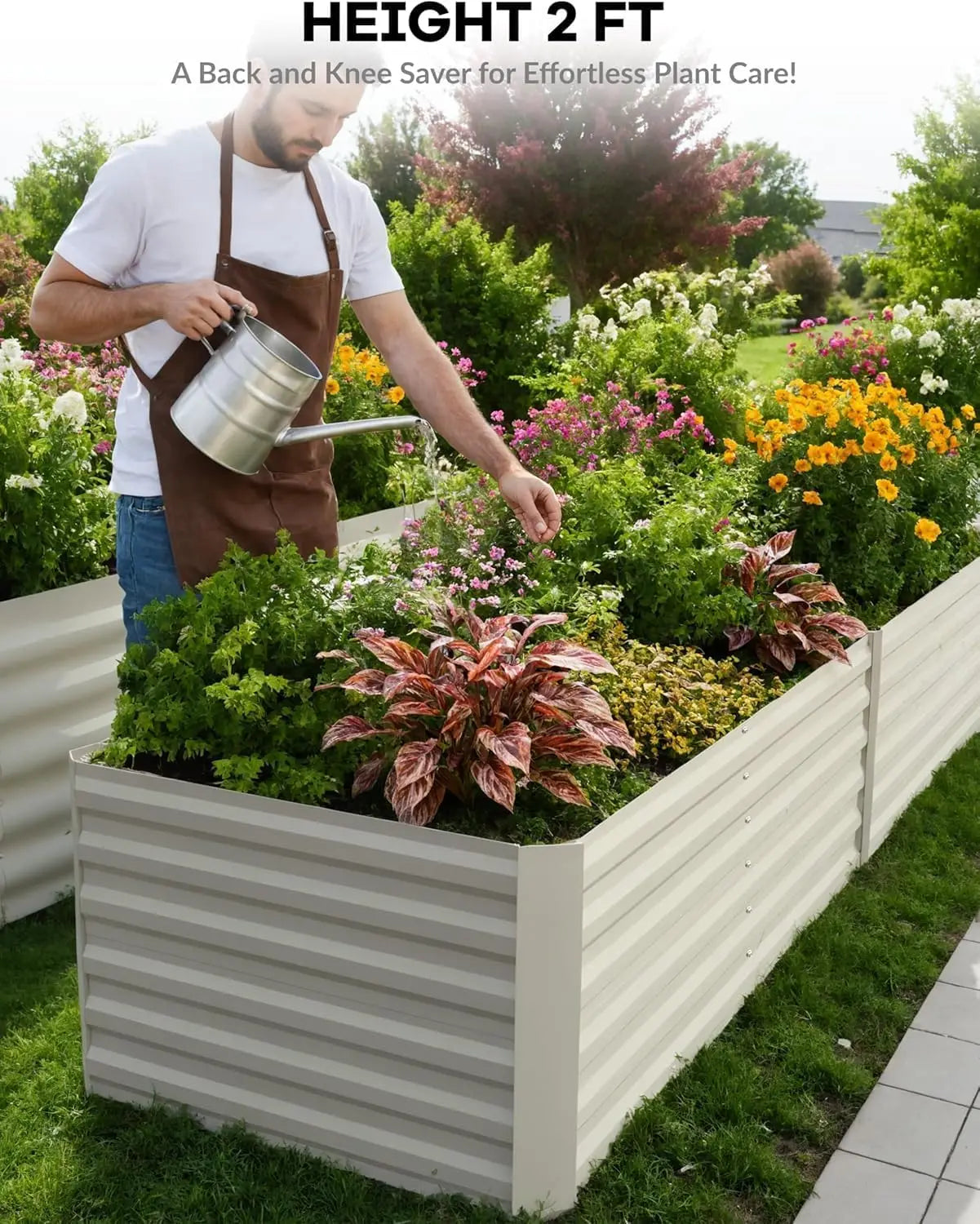 8x4x2ft Galvanized Raised Garden Bed Deep Root Planter Box
