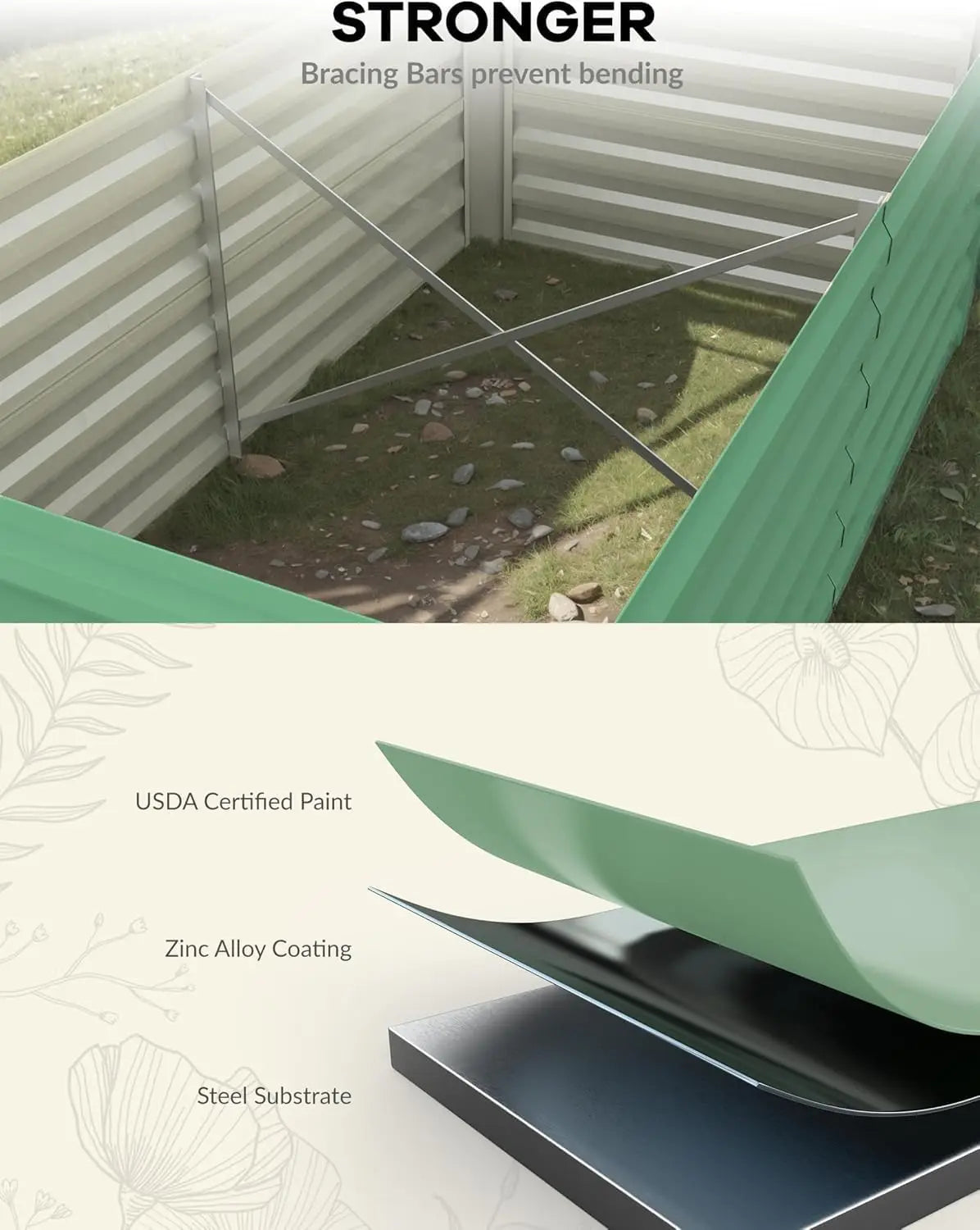 8x4x2ft Galvanized Raised Garden Bed Deep Root Planter Box
