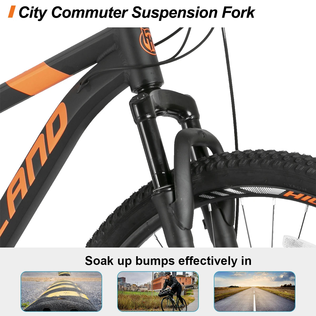HILAND 29 Inch Mountain Bike with 21 Speed Aluminum Frame Shimano Gearbox Disc Brake Suspension Fork Black Blue
