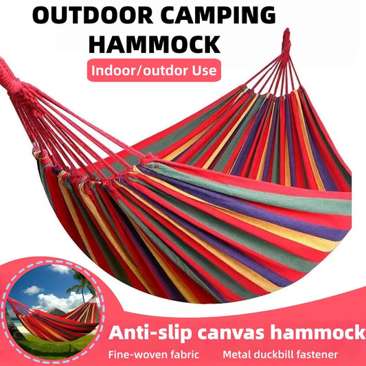 SHXI Outdoor Double Hammock Canvas Portable Indoor Outdoor