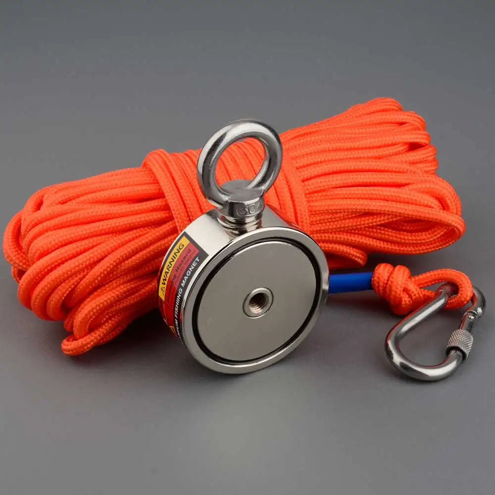AMAZING-MAG Double Sided Fishing Magnet Set With Strong Salvage Rope