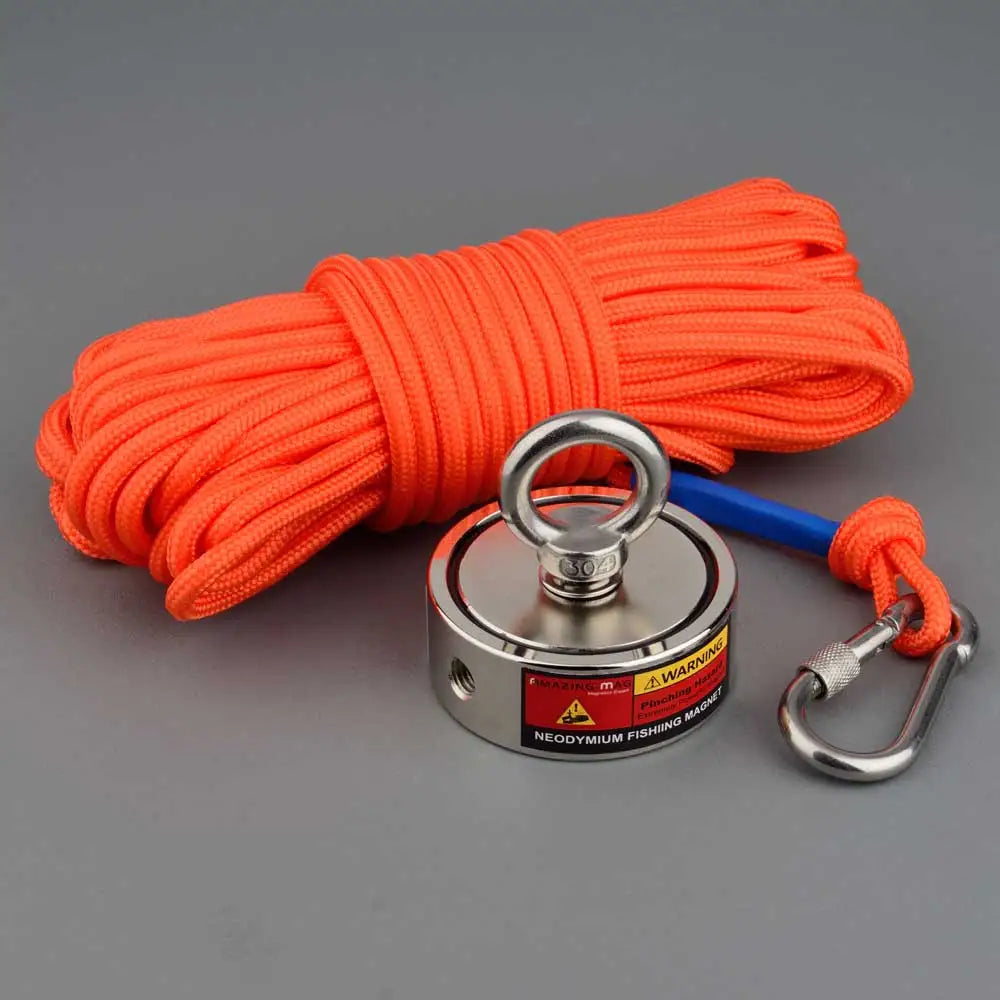 AMAZING-MAG Double Sided Fishing Magnet Set With Strong Salvage Rope