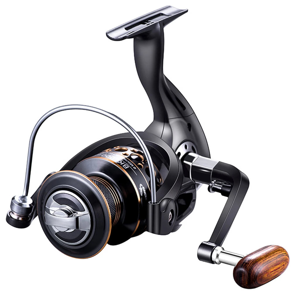 Spinning Fishing Reel With Wood Handle For Saltwater And Freshwater