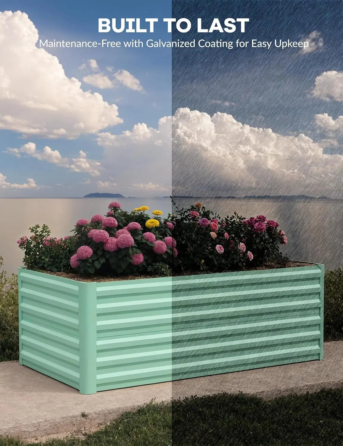 8x4x2ft Galvanized Raised Garden Bed Deep Root Planter Box