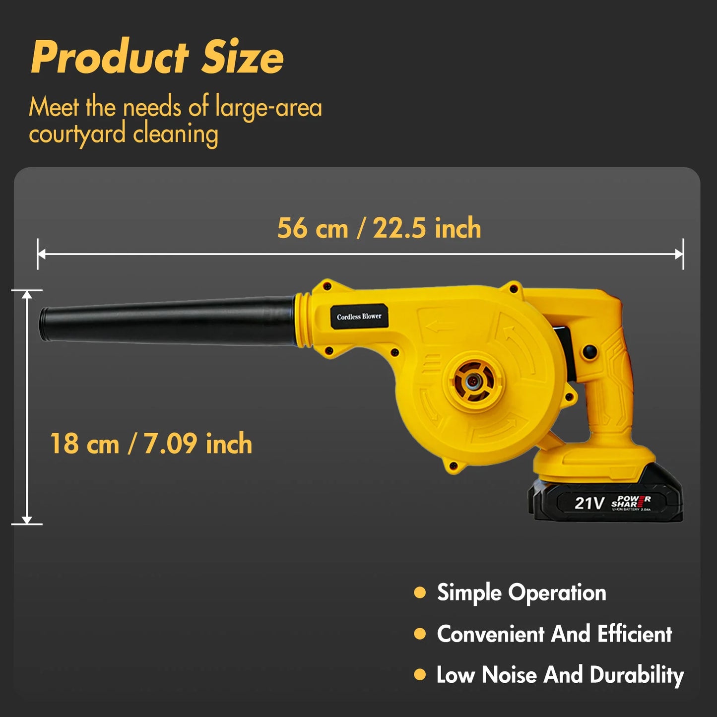 21V Cordless Leaf Blower 2in1 Portable Debris Cleanup