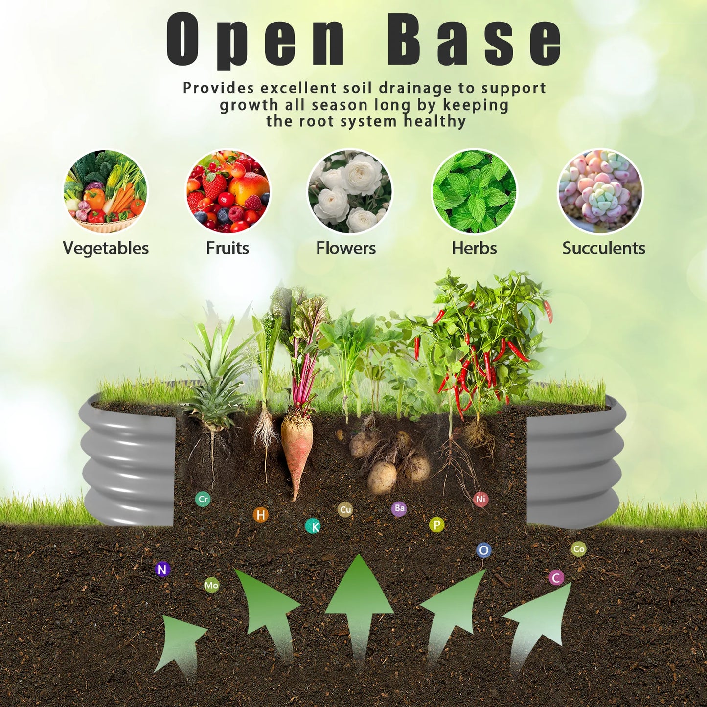 Tramull Galvanized Raised Garden Bed Planter for Vegetables and Herbs