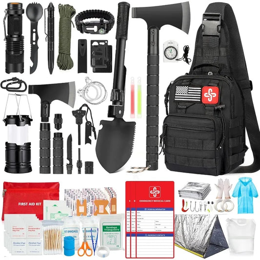 262Pcs Survival Gear Kit With Crossbody Bag And Tent
