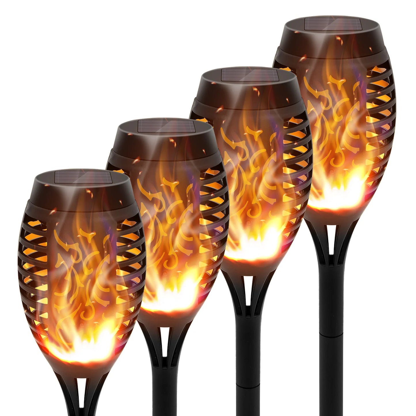 Solar Flame Torch Lights LED Outdoor Lawn Path Decor