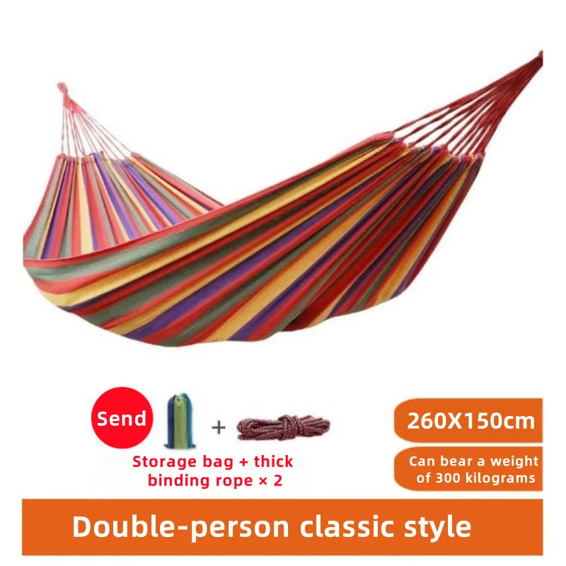 SHXI Outdoor Double Hammock Canvas Portable Indoor Outdoor