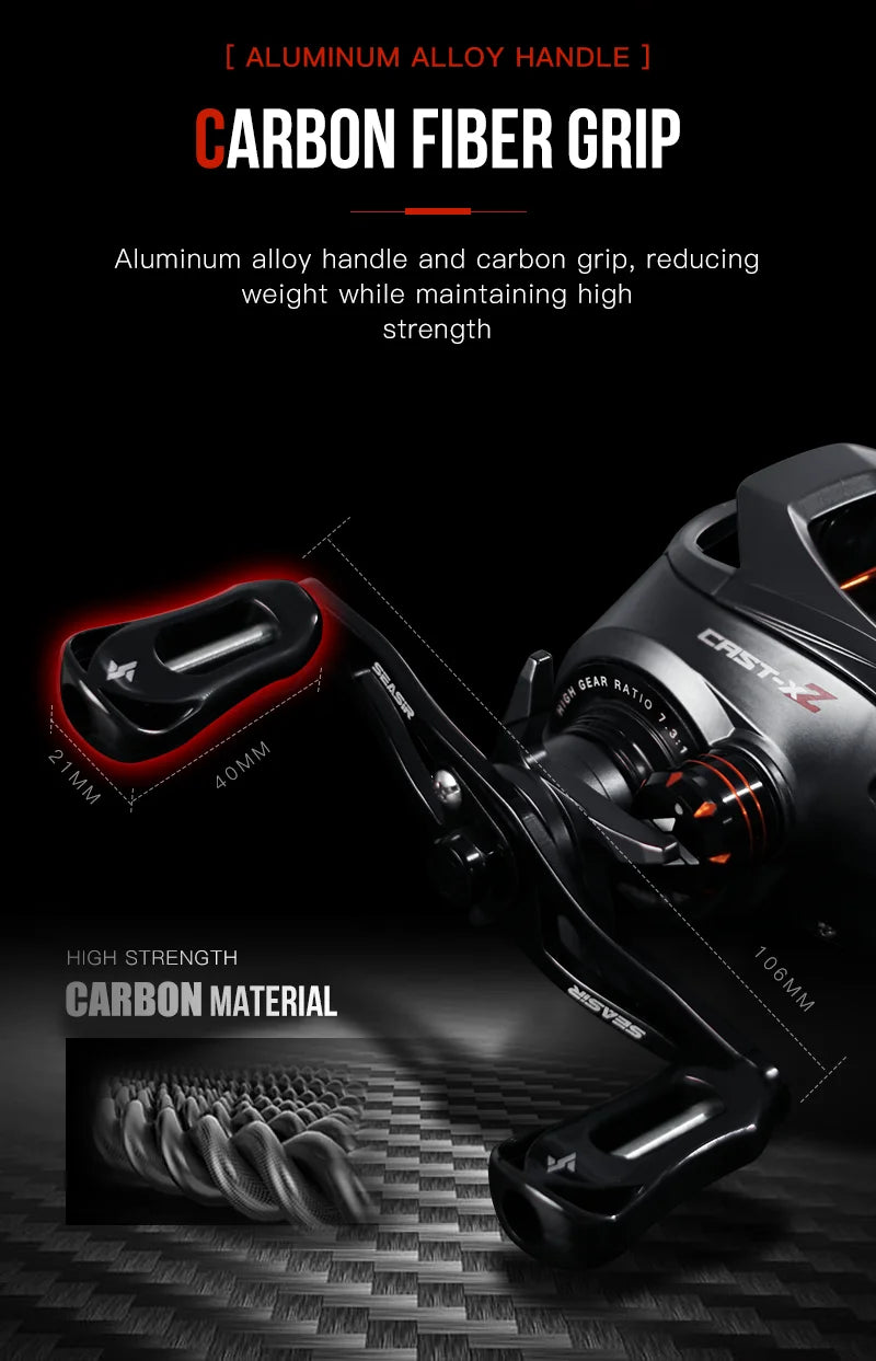 SeaSir Cast X2 Baitcasting Reel 7.3 to 1 Gear Ratio