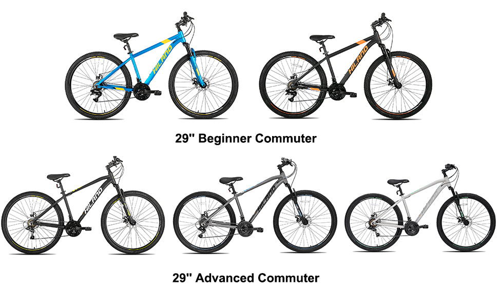 HILAND 29 Inch Mountain Bike with 21 Speed Aluminum Frame Shimano Gearbox Disc Brake Suspension Fork Black Blue