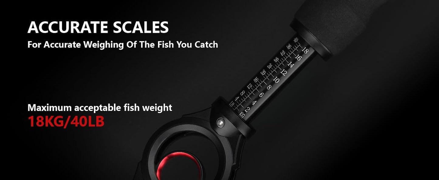 Gomexus Fish Lip Gripper with Scale Maximum 40 Pounds for Safe Handling Fish Easy Hook Removal Ideal Fishing Gifts for Men